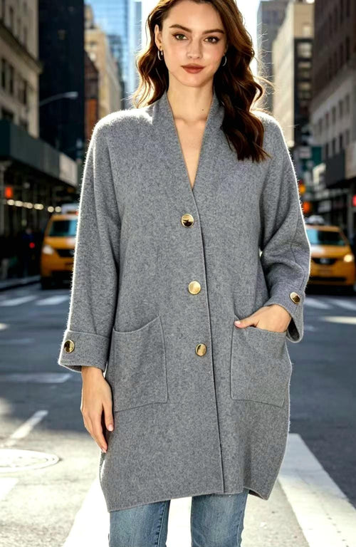 Gold Button 2 Pocket Coatigan