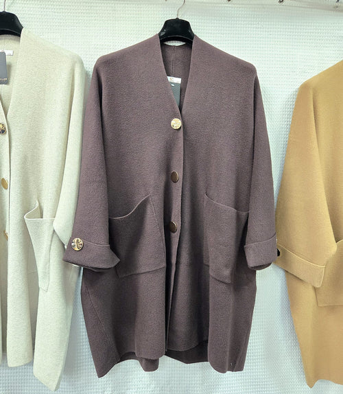 Gold Button 2 Pocket Coatigan