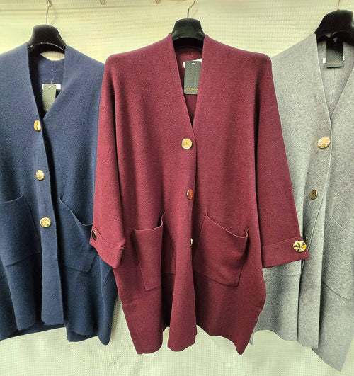 Gold Button 2 Pocket Coatigan