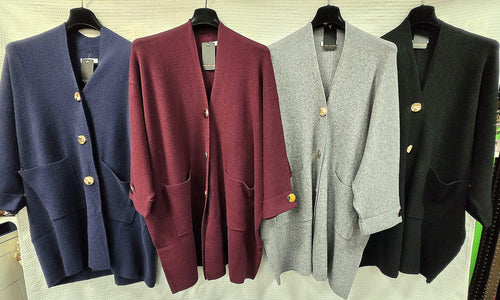 Gold Button 2 Pocket Coatigan