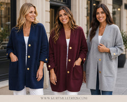 Gold Button 2 Pocket Coatigan