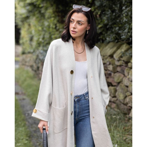 Gold Button 2 Pocket Coatigan