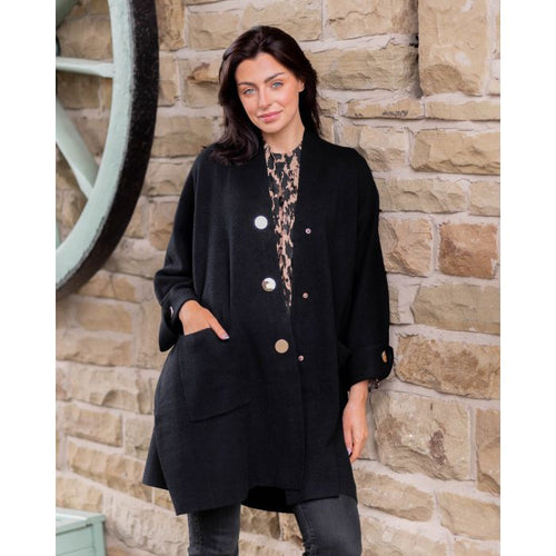 Gold Button 2 Pocket Coatigan