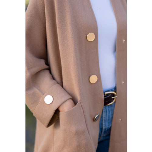 Gold Button 2 Pocket Coatigan