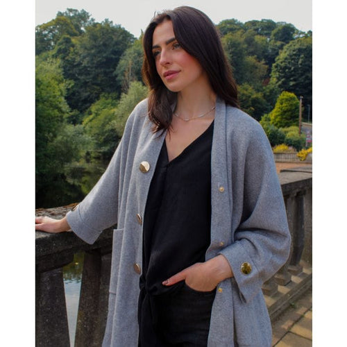 Gold Button 2 Pocket Coatigan