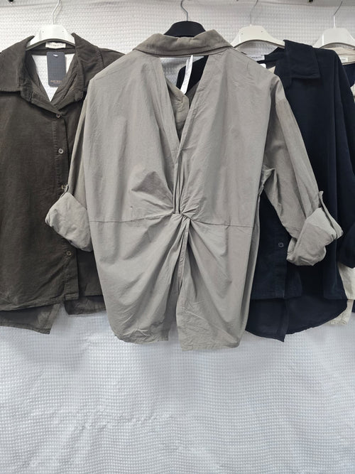 Fine Cord V Back Cotton Shirt