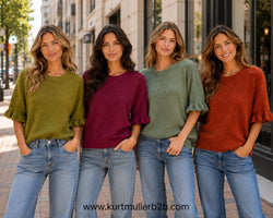 PRE ORDER 15TH AUGUST  Baby Alpaca Wool Blend Frill Sleeve Top