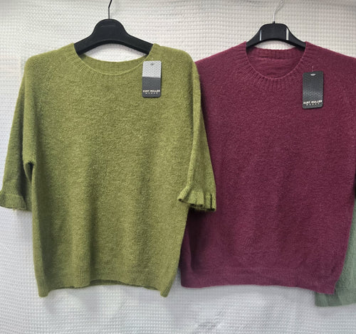 Baby Alpaca Wool Blend Frill Sleeve Top
