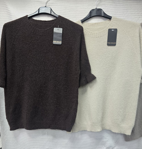 Baby Alpaca Wool Blend Frill Sleeve Top