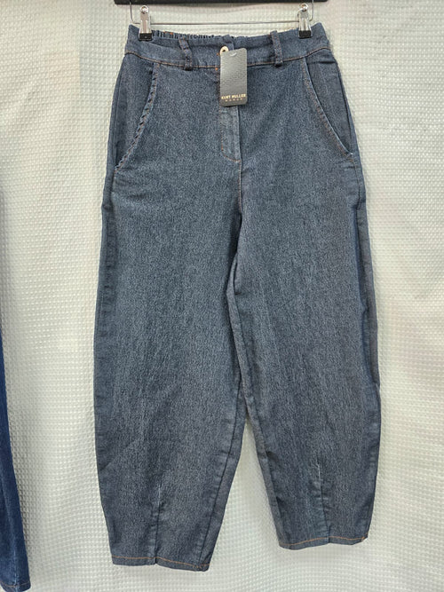 Royal Cotton Denim Barrel Leg Jean Trousers