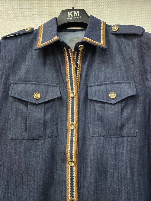 Cotton Denim Gold Embroidery Overshirt