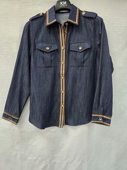 Cotton Denim Gold Embroidery Overshirt