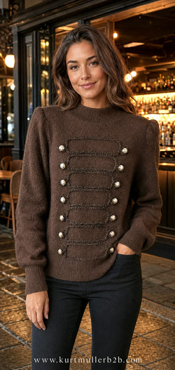 Royal Military Gold Button Wool Blend Knit