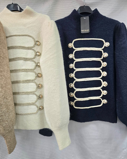 Royal Military Gold Button Wool Blend Knit