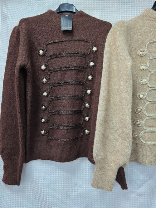 Royal Military Gold Button Wool Blend Knit
