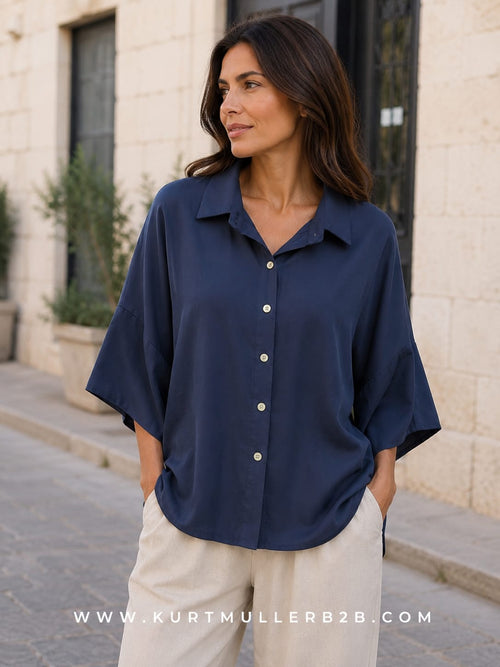 Polynosic Oversized Collar Shirt