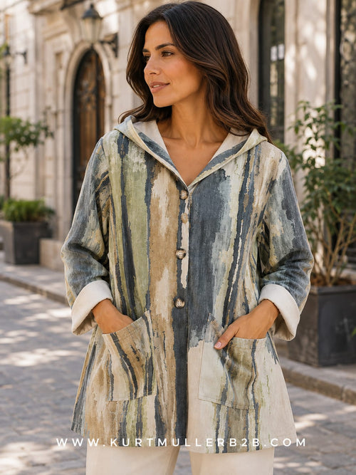 Suedette Printed Hooded Jacket