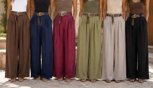 Belted Wide Leg Trousers