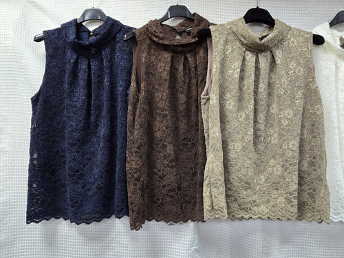 Lace Velvet Jersey Collar Back Top