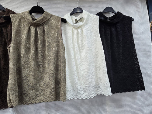 Lace Velvet Jersey Collar Back Top