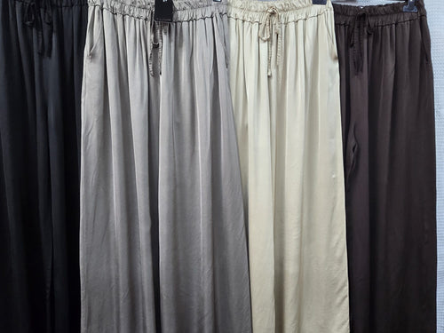 Silky Sateen Wide Leg Trousers