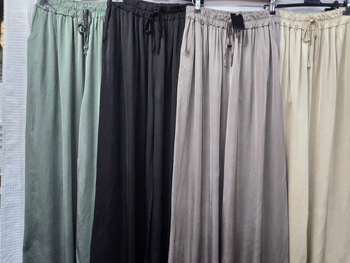 Silky Sateen Wide Leg Trousers