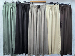Silky Sateen Wide Leg Trousers