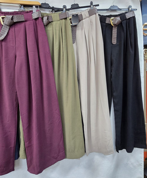 Belted Wide Leg Trousers