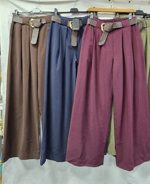 Belted Wide Leg Trousers