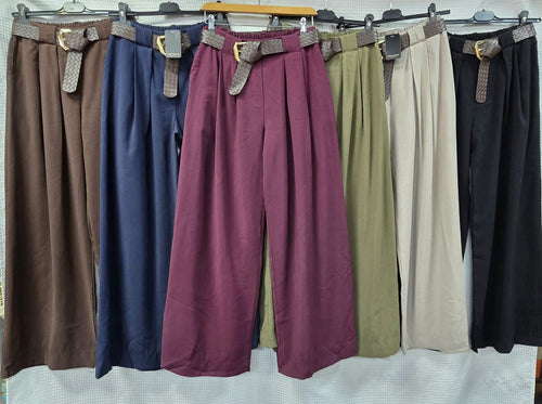 Belted Wide Leg Trousers