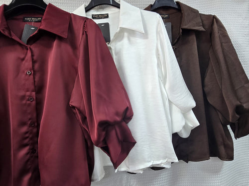 Sateen Puff Sleeve Shirt