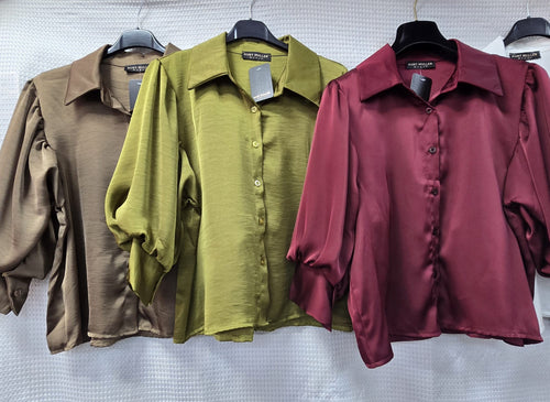 Sateen Puff Sleeve Shirt