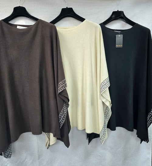 Sequin Trim Knit Poncho