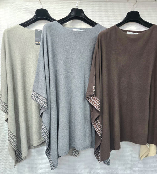 Sequin Trim Knit Poncho