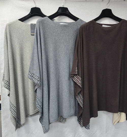 Sequin Trim Knit Poncho