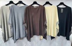 Sequin Trim Knit Poncho