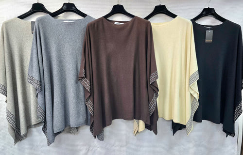 Sequin Trim Knit Poncho