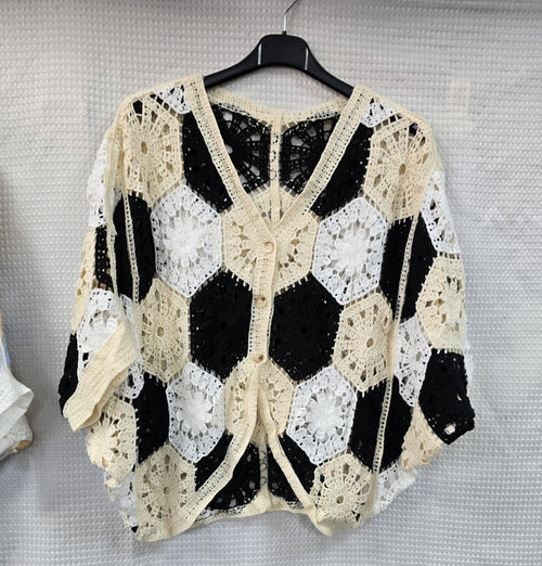 Pure Cotton Curved Hem Contrast Cardigan
