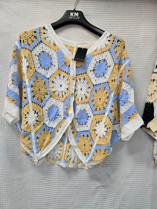 Pure Cotton Curved Hem Contrast Cardigan