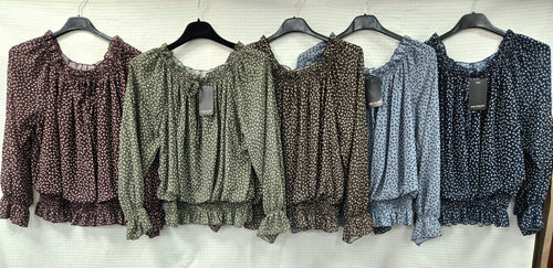 Micro Polka Dot Ruffle Blouse