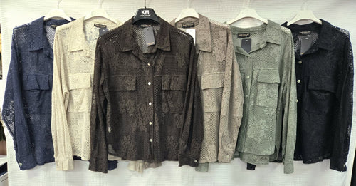 Crochet 2 Pocket Cotton Overshirt