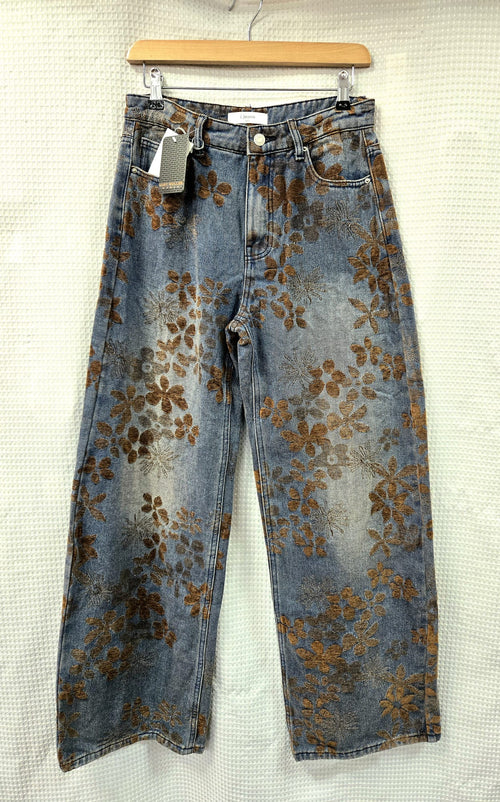 Velour Floral Cotton Denim Inspired Jean