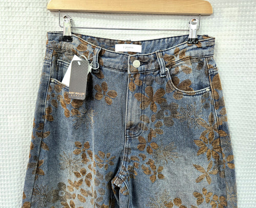 Velour Floral Cotton Denim Inspired Jean