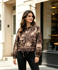 Camouflage Suedette Zip Bomber