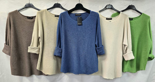 Crew Turn Up Curved Hem Knit