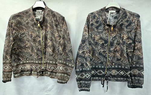Paisley Blouson Chiffon Zip Bomber Jacket