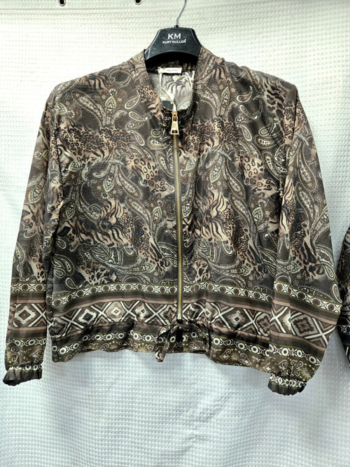 Paisley Blouson Chiffon Zip Bomber Jacket