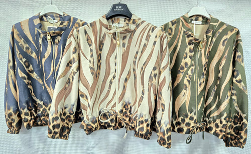 Contrast Wave Suedette Bomber Jacket