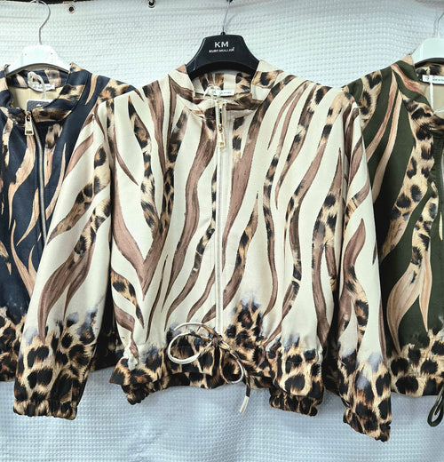 Contrast Wave Suedette Bomber Jacket