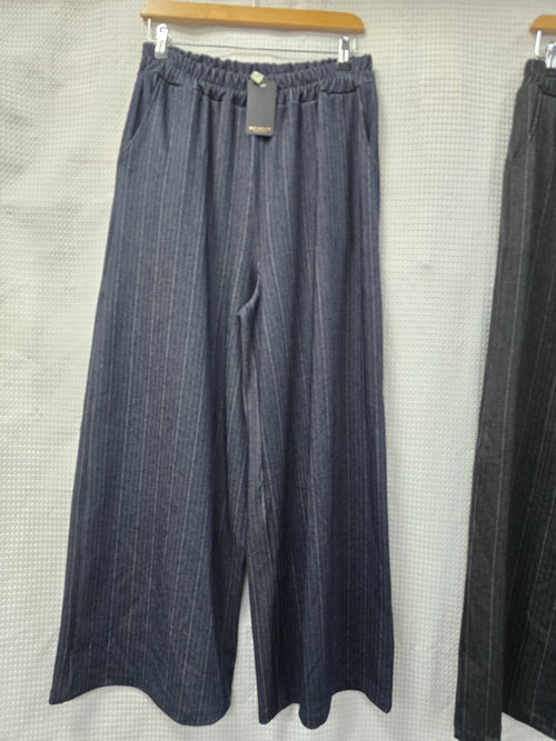 Soft Tweed Chevron Wide Leg Trousers
